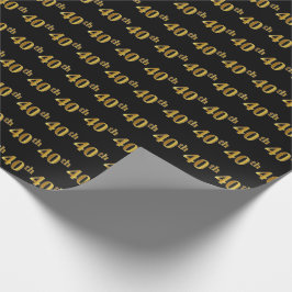 Black, Imitate Gold 40. (40.) Event Geschenkpapier