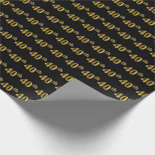 Black, Imitate Gold 40. (40.) Event Geschenkpapier