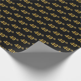 Black, Imitate Gold 40. (40.) Event Geschenkpapier