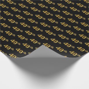 Black, Imitate Gold 40. (40.) Event Geschenkpapier