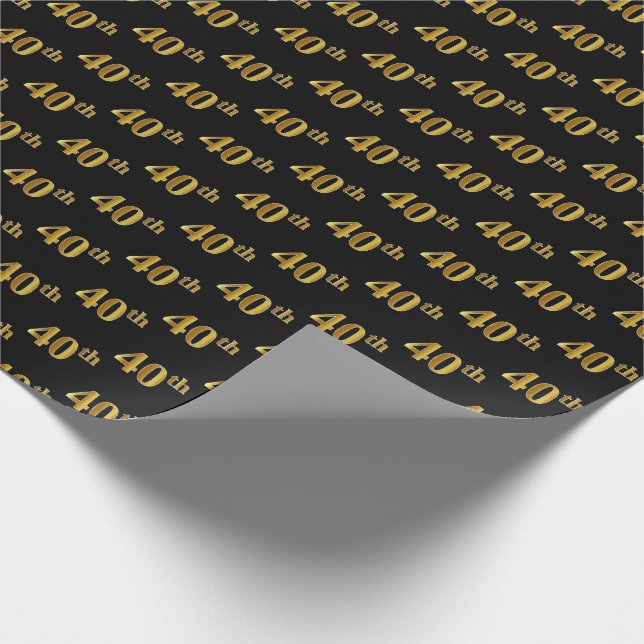 Black, Imitate Gold 40. (40.) Event Geschenkpapier (Ecke)