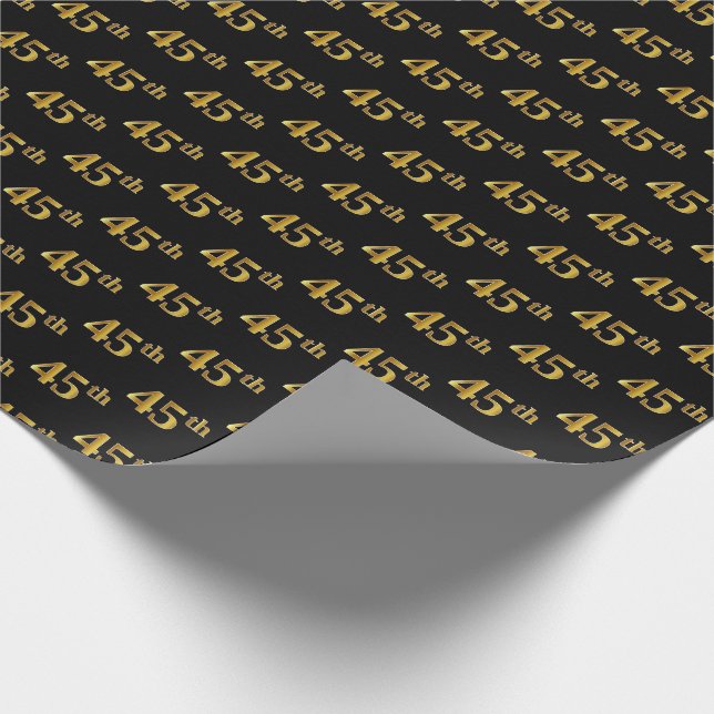 Black, Imitate Gold 45. (fünfundvierzigste) Verans Geschenkpapier (Ecke)