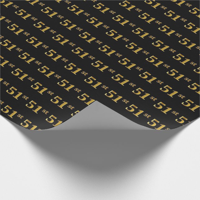Black, Imitate Gold 51. (51.) Event Geschenkpapier (Ecke)