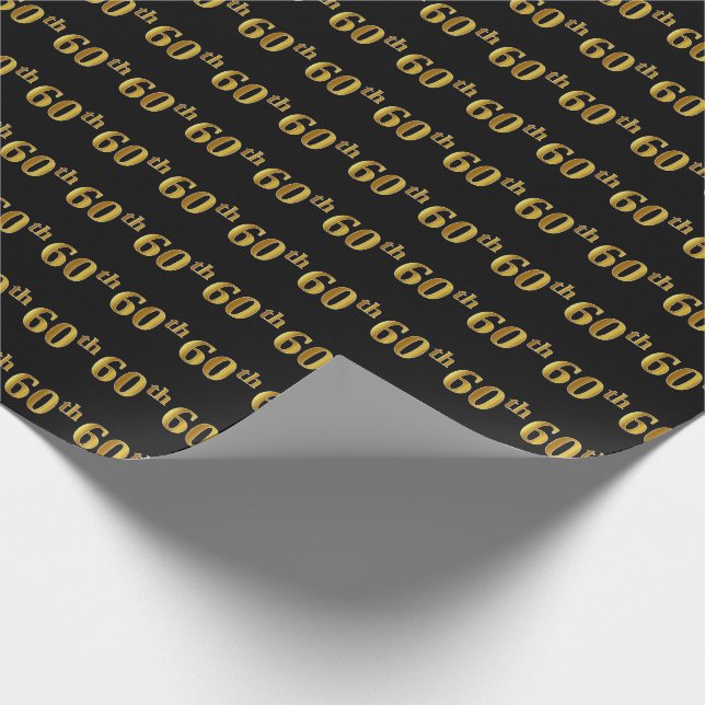 Black, Imitate Gold 60. (60.) Event Geschenkpapier (Ecke)