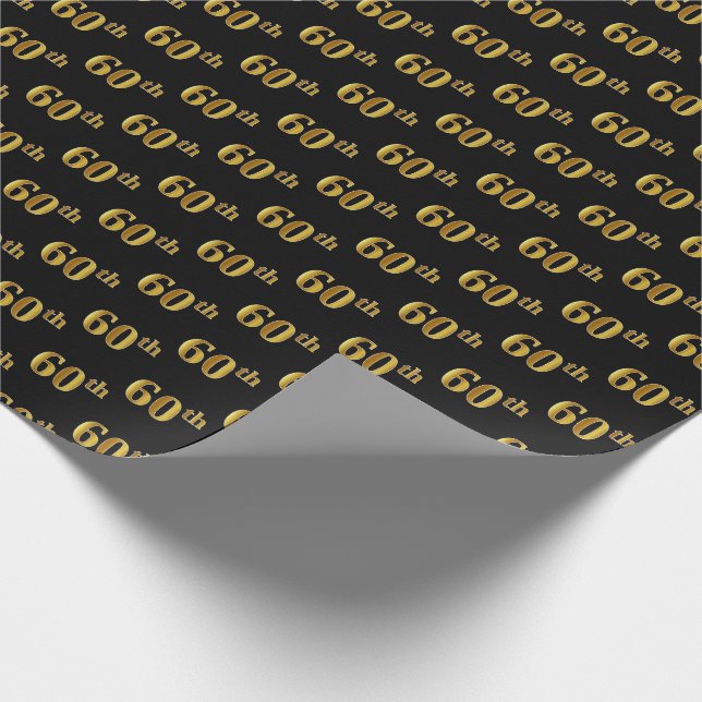 Black, Imitate Gold 60. (60.) Event Geschenkpapier (Ecke)