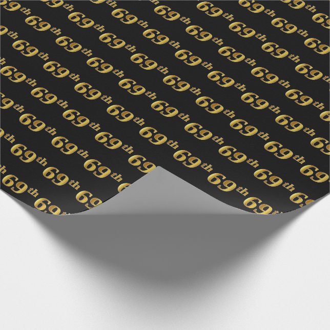 Black, Imitate Gold 69. (69.-9.) Veranstaltung Geschenkpapier (Ecke)