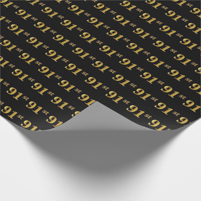 Black, Imitate Gold 91. (Neunzigste) Event Geschenkpapier (Ecke)