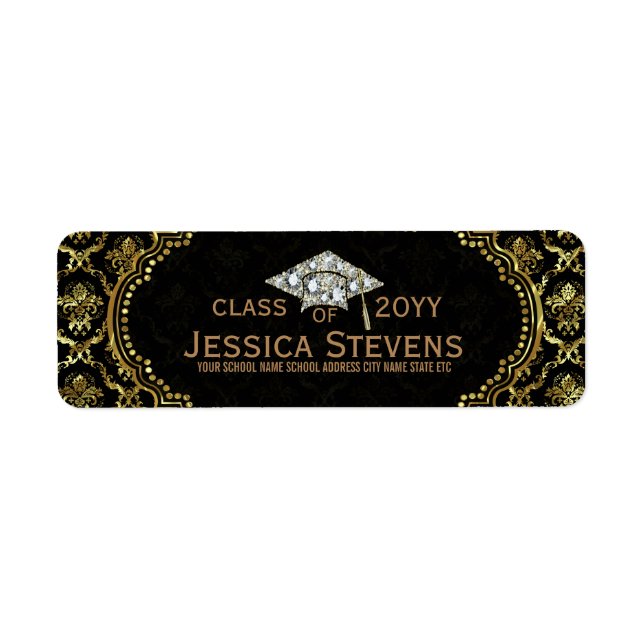 Black & Imitate Gold Damaskus & Glitzer Grad Hat (Vorne)