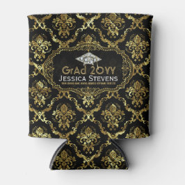 Black & Imitate Gold Damaskus & Glitzer Grad Hat 2 Dosenkühler