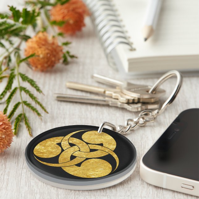 Black Imitate Gold Tadpole Mon Japanisch Samurai C Schlüsselanhänger (Vorderseite rechts)