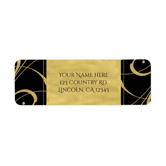 Black & Imitate Golflorale Swirl Hochzeitsfeier (Vorne)