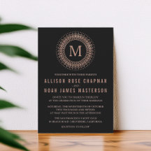 Black & Imitate Rose Gold Deko Monogram Wedding