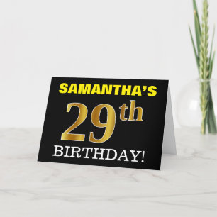 Black, Imitation Gold "29. BIRTHDAY" Karte