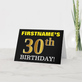 Black, Imitation Gold "30. BIRTHDAY" Karte