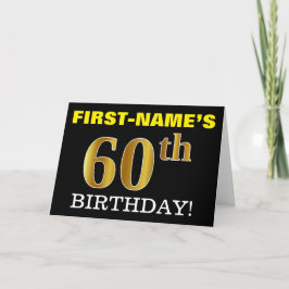 Black, Imitation Gold "60. BIRTHDAY" Karte