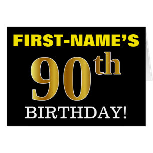 Black, Imitation Gold "90. BIRTHDAY" Card
