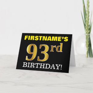 Black, Imitation Gold "93. BIRTHDAY" Karte