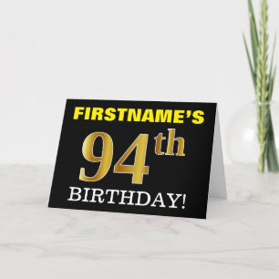Black, Imitation Gold "94. BIRTHDAY" Karte