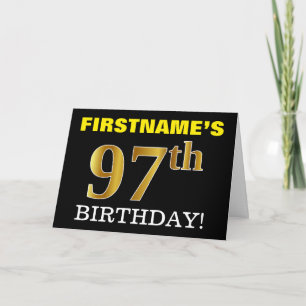 Black, Imitation Gold "97. BIRTHDAY" Karte