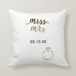 Black & Imitats Gold Foil Miss Mrs. Name Datum Pil Kissen