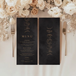 Black & Imitats Gold Tarot Celestial Hochzeit Menükarte
