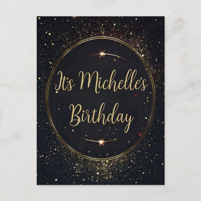 Black & Imitats Goldener Geburtstag Einladung (Vorderseite)