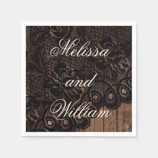 Black Imitats Lace Wedding Serviette (Vorderseite)