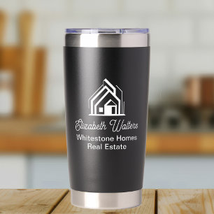 Black Immobilienunternehmen personalisierter Makle Thermobecher