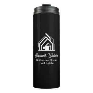 Black Immobilienunternehmen personalisierter Makle Thermosbecher
