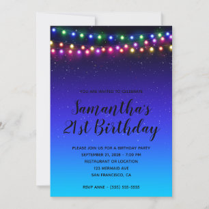 Black Indigo Aqua Starry Ombre Street Lights Einladung