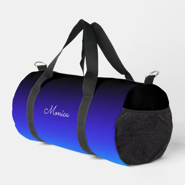 Black Indigo und Aqua Blue Ombre Duffle Bag (Rechte Ecke)