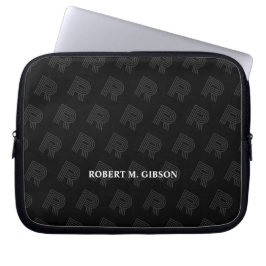 Black Initial pattern Laptop Case for Anyone