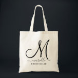 Black Initial Script Name Floral Bridesmaid Large Tragetasche<br><div class="desc">Ein modernes,  trendiges Skript Monogramm Bridesmaid Tote Tasche. Entfernen Sie nicht die Kästchen auf beiden Seiten des Namens Schriftart. Geben Sie einfach den Namen zwischen den Feldern ein. Sie sind für die Dekoration hinzugefügt worden.</div>
