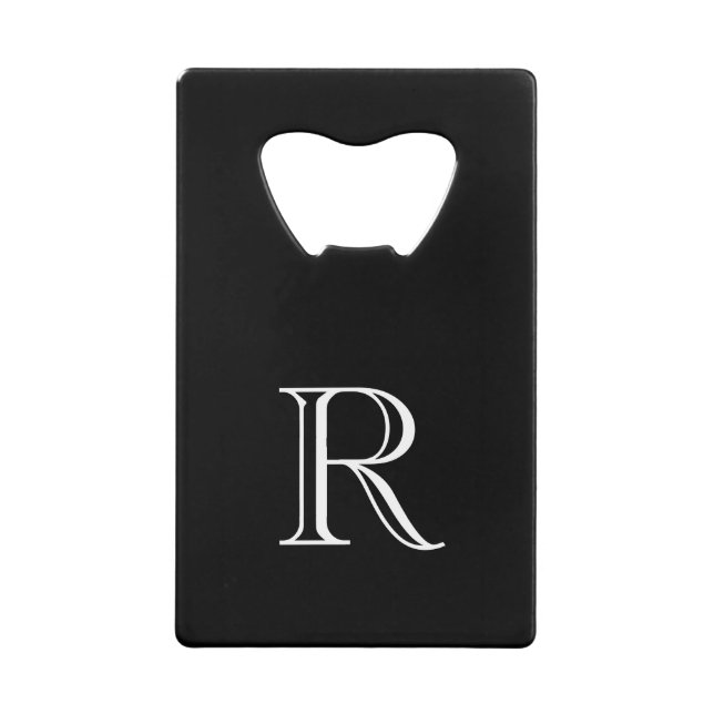 Black Initial Stainless Steel Flaschenöffner (Vorderseite)
