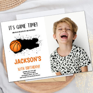Black Ink Basketball Geburtstagseinladung Einladung