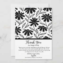Black Ink Daisies Boho Brautparty Vielen Dank Einladung