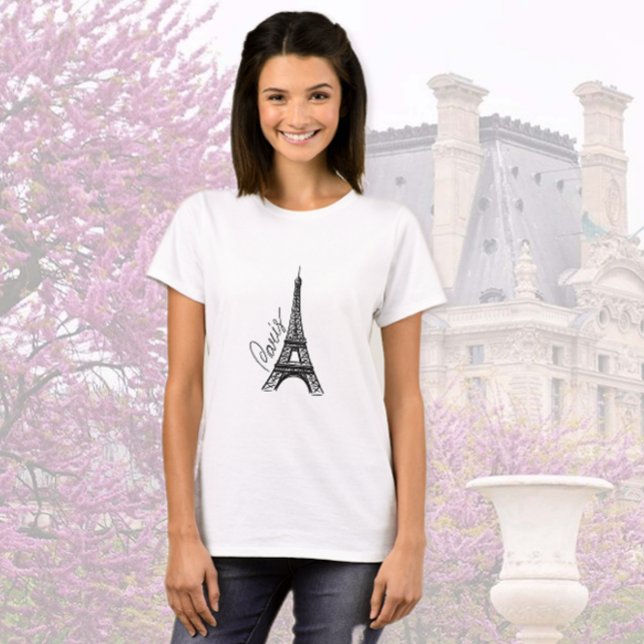 Black Ink Eiffel Tower T-Shirt (Von Creator hochgeladen)