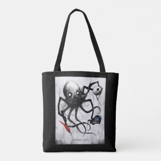 Black Inky Bones Press Octopus Tote