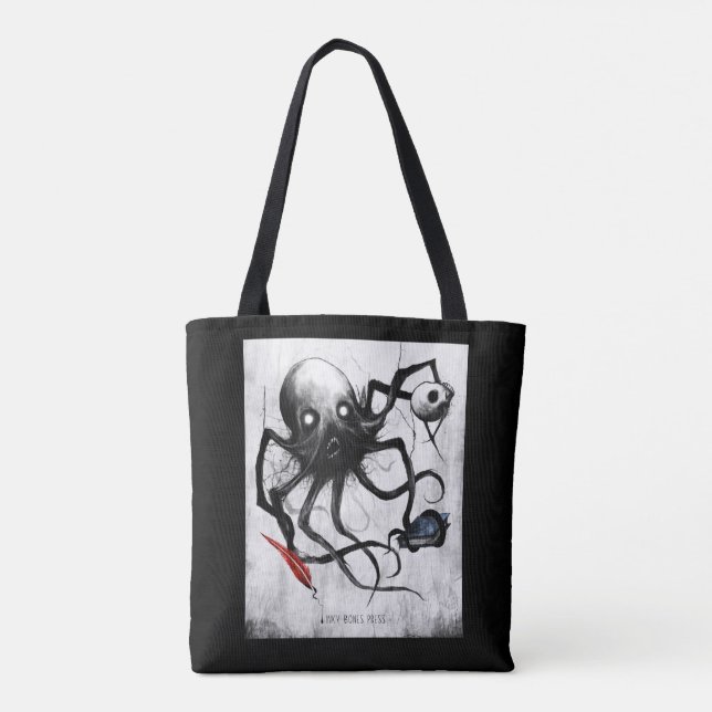 Black Inky Bones Press Octopus Tote (Rückseite)