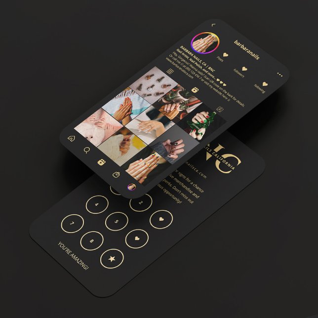 Black Instagram Loyalty Card des Nageltechnikers Visitenkarte (Nail Technician Black Instagram Loyalty Card
)