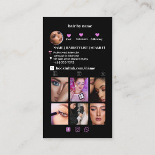 Black Instagram QR Code Haarstylist Social Media Visitenkarte