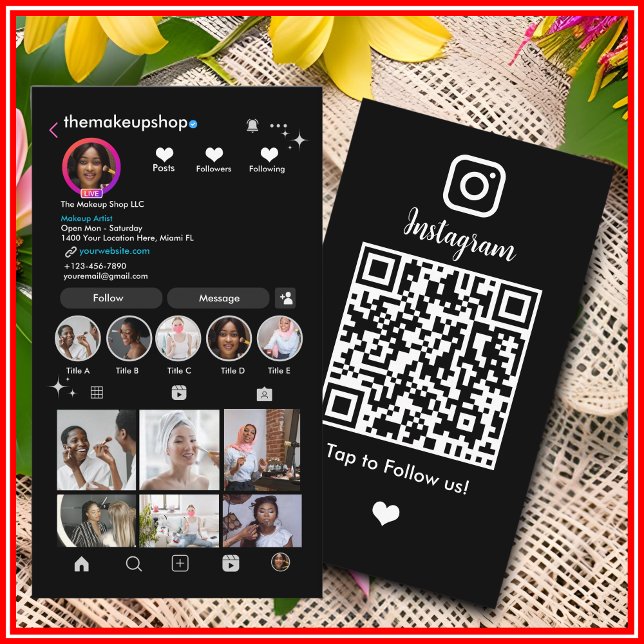Black Instagram QR CODE Visitenkarte (Von Creator hochgeladen)