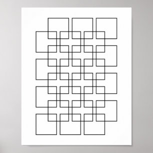 Black Interlocking Squares Geometric Print Poster