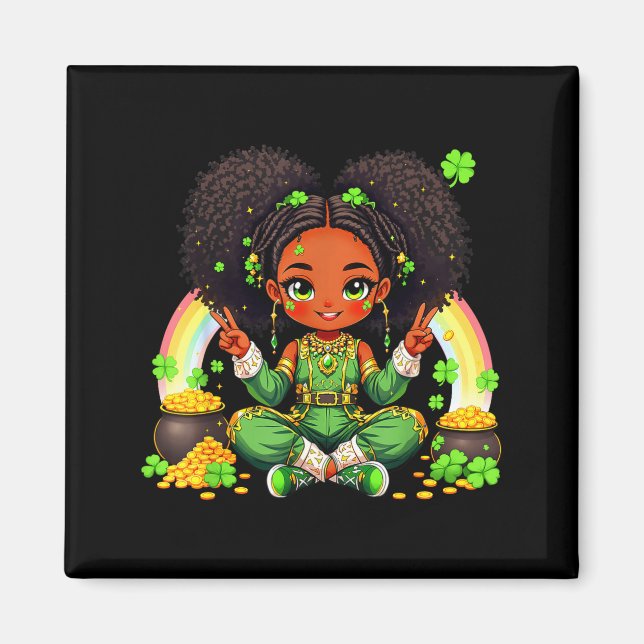 Black Irish Afro Black Girl African American St Pa Magnet (Vorne)