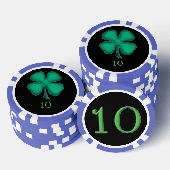 Black Irish Blue 10 gestreifter Poker Chip (Stapel)