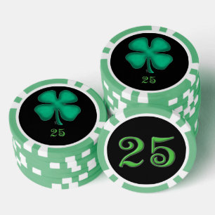 Black Irish Green 25 gestreifter Poker Chip
