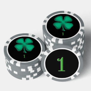 Black Irish Grey 1 gestreifter Poker Chip