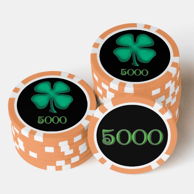 Black Irish orange 5000 gestreifter Poker Chip (Stapel)