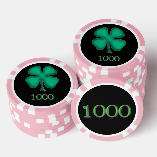 Black Irish Pink 1000 gestreifter Poker Chip (Stapel)