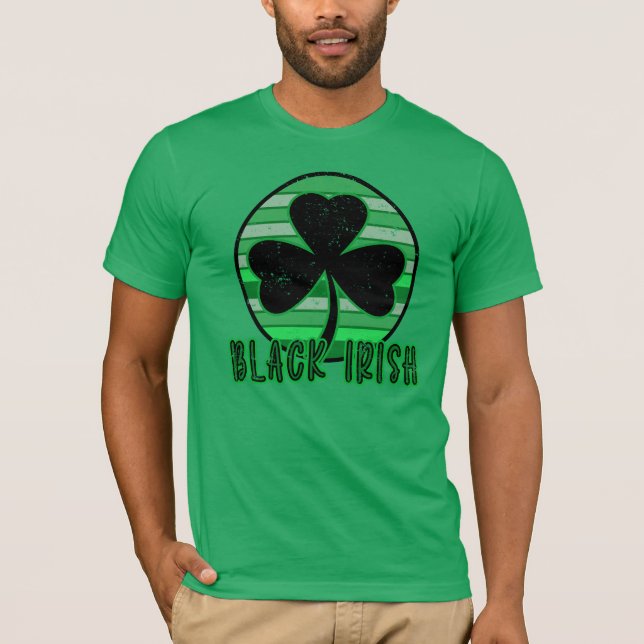 BLACK IRISH Schwarzes Kleeblatt St Patricks gestör T-Shirt (Vorderseite)